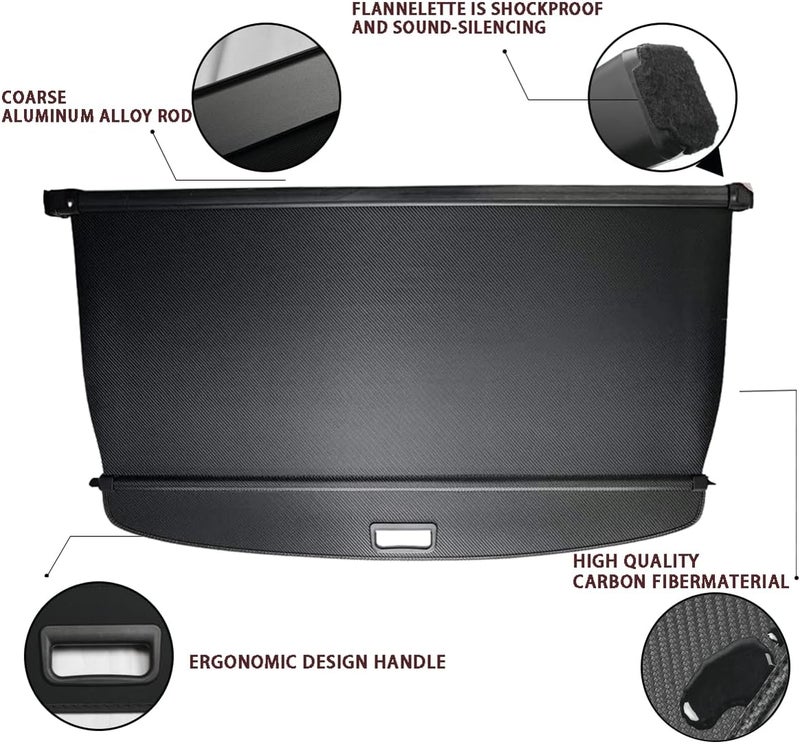 AQAE Cargo Cover Compatible with Dodge Durango 2nd-Row 2011-2024 2025 Trunk Cover Retractable Rear Trunk Security Cover SUV Accessories Shielding Shade Privacy Screen Cover Dodge Durango Cargo Cover - Image 2